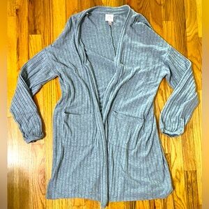 Knox Rose Oversized Open Front Cardigan Sweater Shawl Collar Womens L Gray